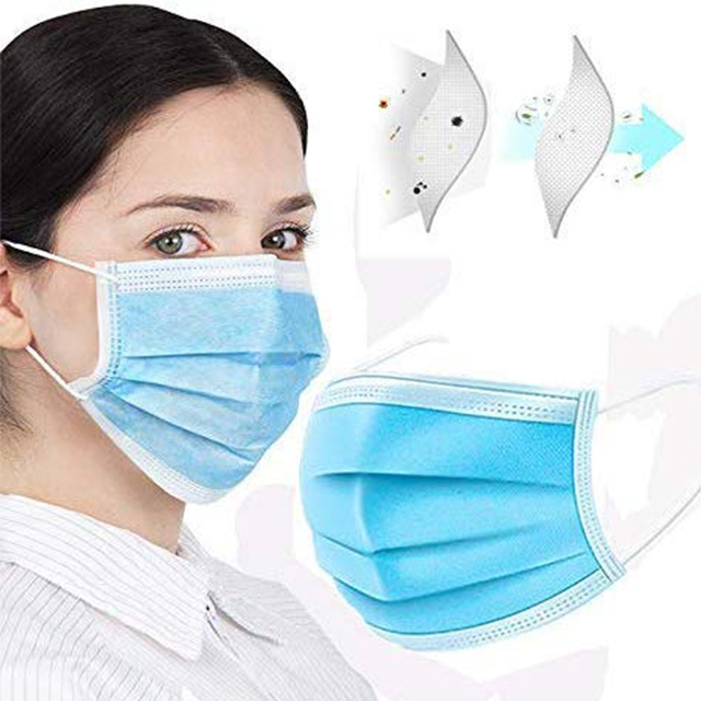 50 pcs Disposable Face Mask Safety Mask Dust for Medical Dental Salon and Personal Health, 3-Ply Ear Loop