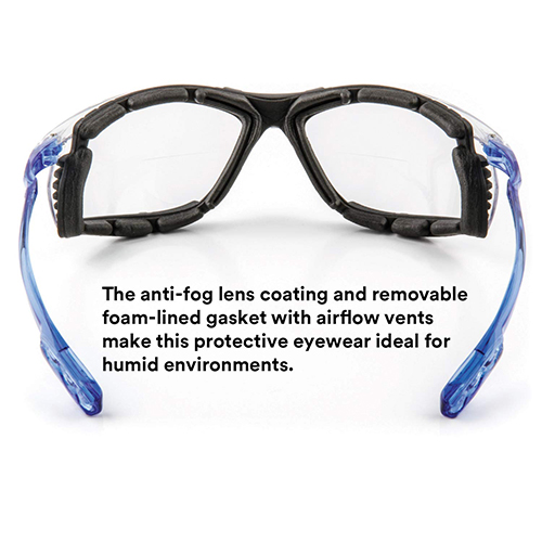 3M Safety Glasses, Virtua CCS Protective Eyewear 11872, Removable Foam Gasket, Clear Anti-Fog Lenses, Corded Ear Plug Control System
